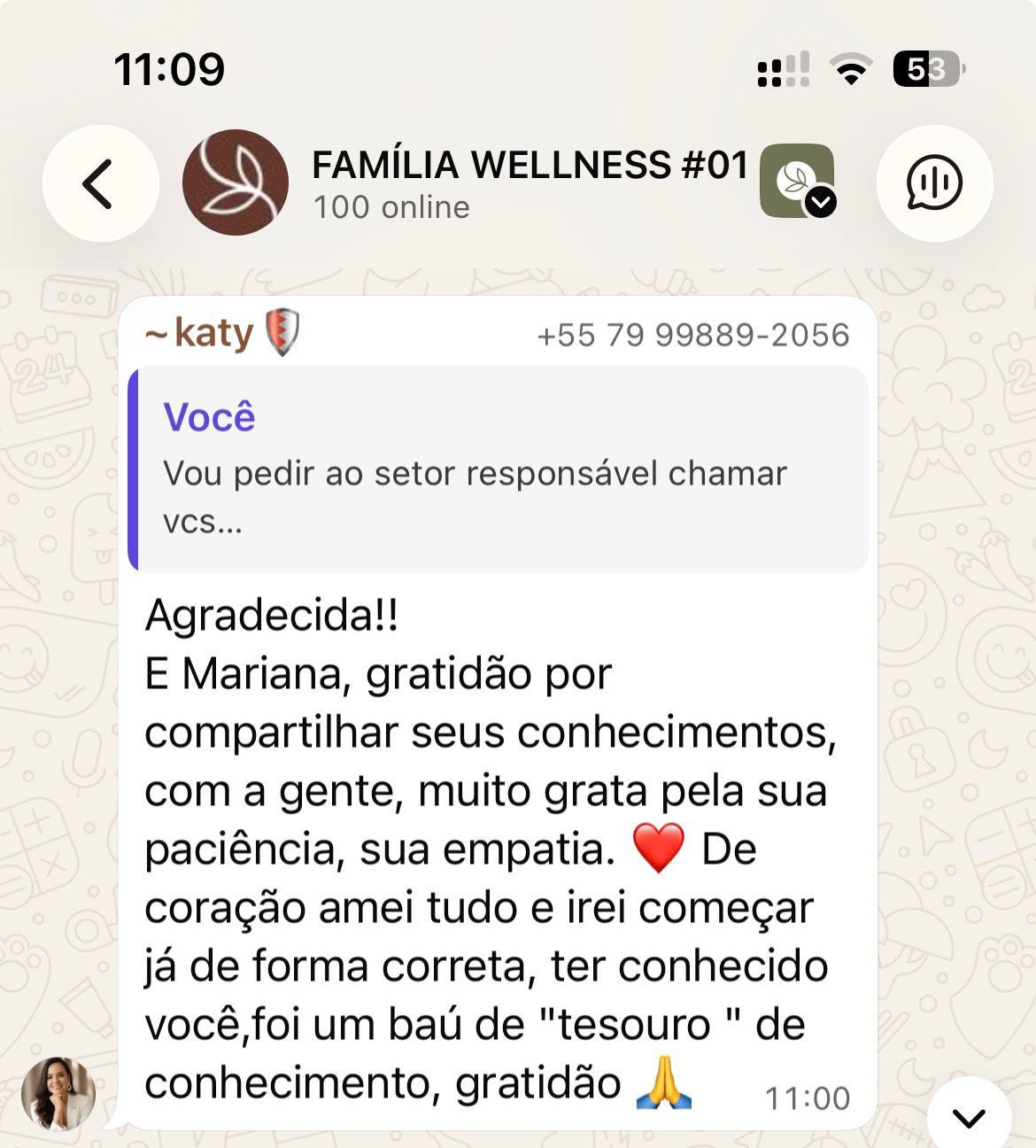 Depoimento de aluna da Wellness Eduk 4